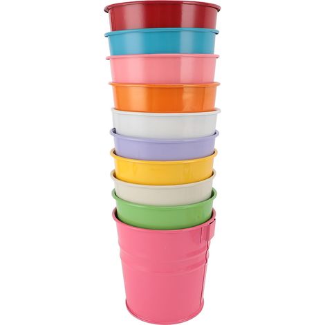 Pots de fleurs suspendus en fer, 10 pièces, décoration de jardin détachable avec trous de Drainage pour usage intérieur et extérieur (1/5)