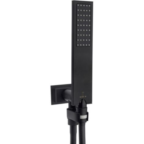 Ensemble encastré avec support orientable, douchette flat one et flexible noir mat BLACK & WHITE - BOSSINI C13011C073 (1/4)