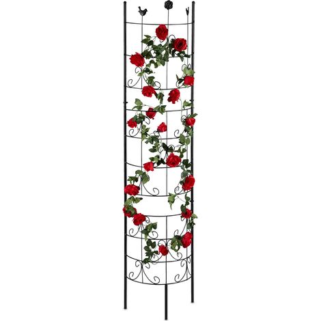 Relaxdays Enrejado de Metal, Semicircular, Celosía de Exterior, Enrejado para Plantas Trepadoras, 180 cm de Alto, Negro (1/5)