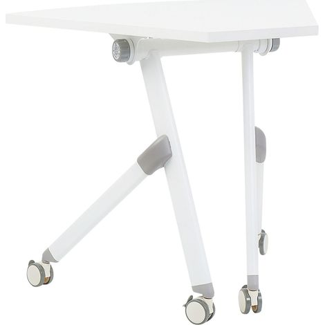 Scrivania pieghevole moderna ad angolo con rotelle Tavolo mobile portatile 90 x 64 cm Struttura in metallo Bianco Bendi (1/5)