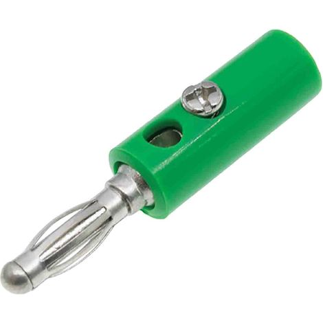 Fiche banane 4 mm RS PRO Vert Mâle 32A 30V ( Prix pour Sachet de 5 ) (1/2)