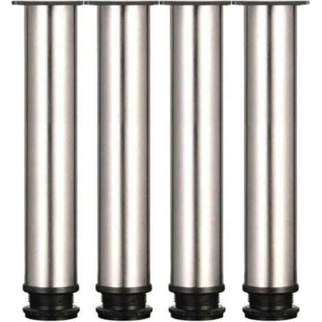 verstellbare Füße – 250 mm Höhe, dicke Möbelfüße, Höhenverstellung 0–15 mm, Tischbeine, Möbelbeine, gebürsteter Edelstahl – inklusive Edelstahlschrauben