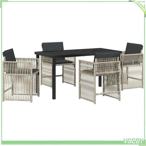 Ensemble salle à manger jardin - FAFEICY - 3380666 - 4 places - Acier revêtement poudre - Gris clair (1/5)