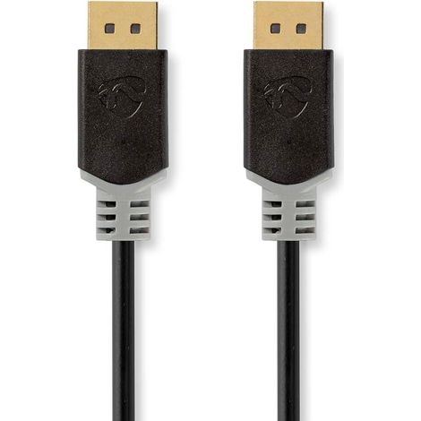 Cable displayport displayport macho displayport macho 8k60hz chapado en oro 200 metros redondo pvc antracita gris caja