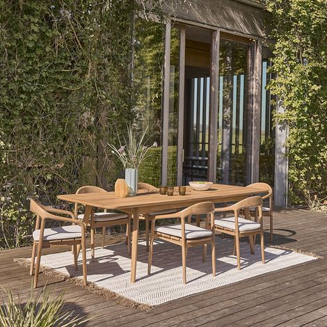Salon de jardin en teck massif extensible 6/8 pers. (1/5)