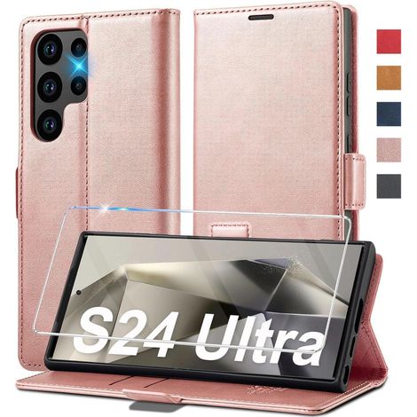 Coque portefeuille en cuir pour Samsung S24 Ultra avec béquille et porte-cartes (1/5)