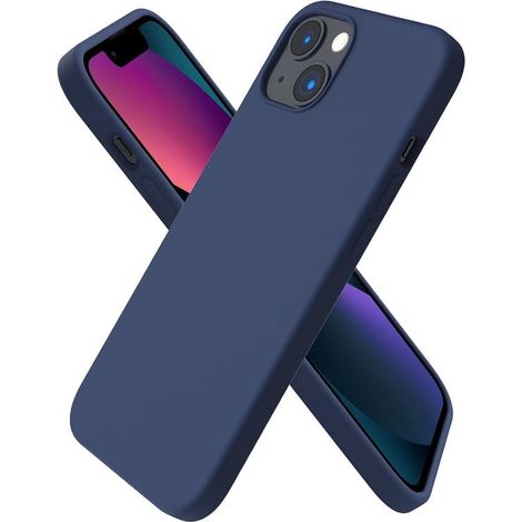 Coque pour iPhone 13, en silicone liquide, ultra-fine et résistante aux chocs, bleu marine. Protection intégrale. (1/4)