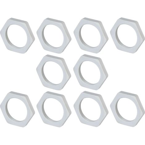 10x Ecrou pour presse étoupe en polyamide PA gris clair filetage PG forme 6 étoiles Fermeture Câble Fils Etanchéité Protection Stabilité, PG7