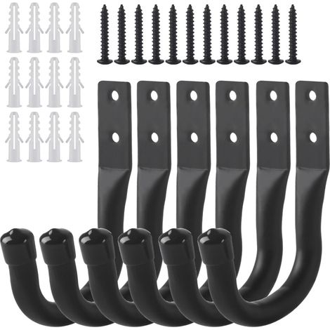 6 Pcs Crochet Mural Garage, Crochets de Rangement pour échelle de Garage en J, Crochets Muraux Robustes pour Vélos Outils électriques (1/5)