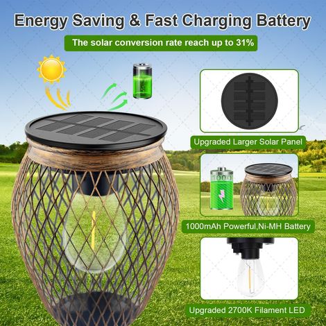 Lampes Solaires Extérieur Jardin,1000mAh,IP65 étanche,Lampes Solaires Etanches pour Extérieur,Solaire pour Décoration de Jardin de Patio de Pelouse d'allée (Lot de 4) (1/4)