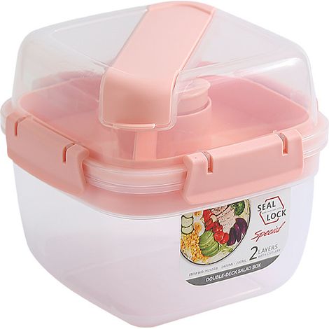 Boîte à lunch double compartimentée pour pique-nique - boîte à goûter - boîte à goûter compartimentée - boîte à lunch - boîte bento - boîte à salade - boîte à lunch étanche avec séparateurs - plastiqu (1/4)