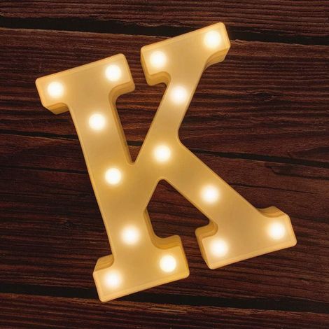 Lámpara LED tipo pérgola con 26 letras y números para bodas, cumpleaños, fiestas, Navidad, luz nocturna y decoración de bares (K) (1/5)
