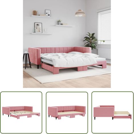 vidaXL Tagesbett Ausziehbar Rosa 100x200 cm Samt