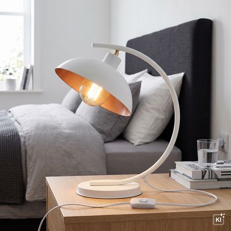 Nachttischleuchte Metall 40 cm hoch Weiß E27 (1/5)