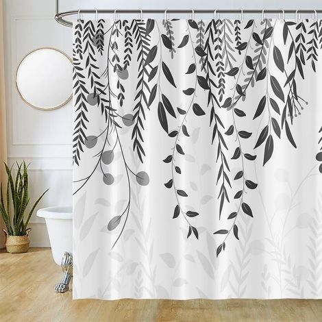 Rideau de Douche Gris Anti Moisissure 180x200cm Eucalyptus (1/5)