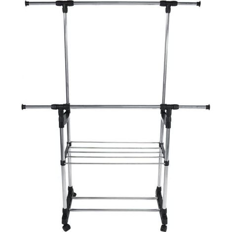 Stand appendiabiti da terra attaccapanni abiti 155 x 80 x 42mm doppio 69063
