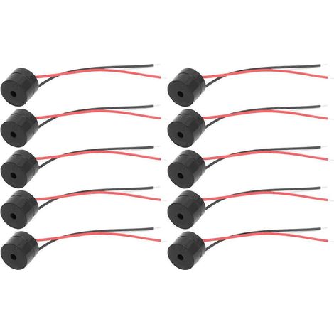 10 Stück Summer-Alarm, aktiv, piezoelektronisch, kabelgebunden, Piezo-Signalgeber YMD-12095, DC 3–24 V