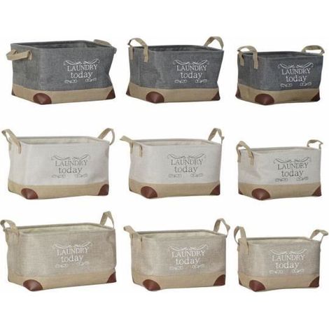 Set von Körben - 40 x 30 x 24 cm - Grau Beige - Hellbraun - Polyester (1/2)