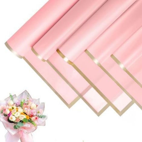 Wrapping Paper - 58x58 cm - Waterproof Floral Wrapping Paper - For Bouquets And Crafts - Pink - Pack Of 20