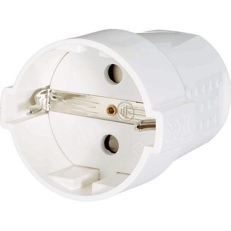 Clavija enchufe schuko recto hembra 16 A  Blanco (1/2)