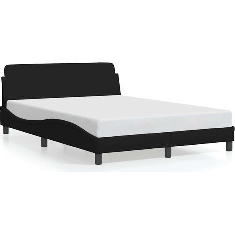 Lit Double - Lit Contemporain - Cadre de lit noir 140x200 cm tissu fr30228 (1/5)