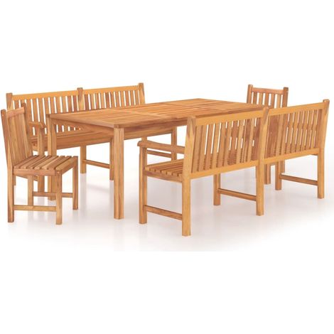 Maison Exclusive - 5-tlg. Garten-Essgruppe Massivholz Teak
