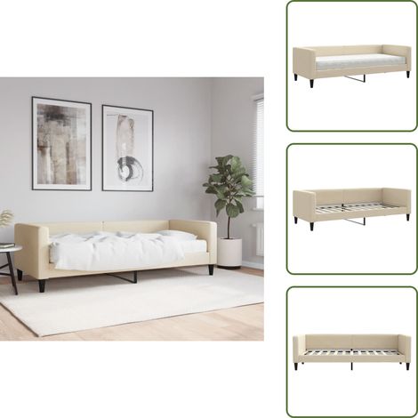 vidaXL Tagesbett mit Matratze Creme 80x200 cm Stoff (1/5)