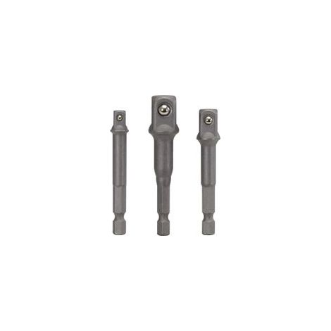 Jeu de 3 adaptateurs portedouilles  6 pans  1/4"  3/8"  1/2"