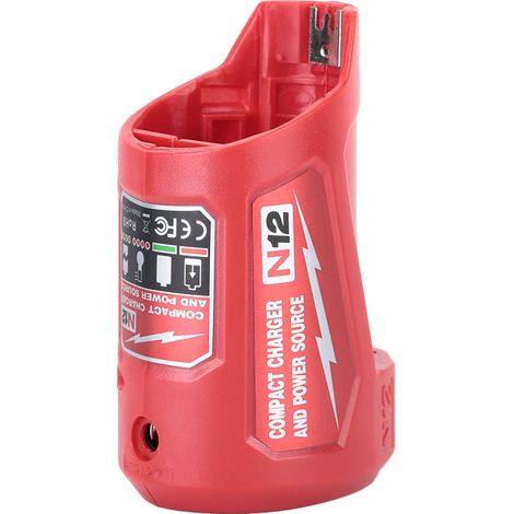 Chargeur de remplacement alternatif pour batterie Milwaukee Round, compatible avec toutes les batteries M12 (rouge). (1/5)