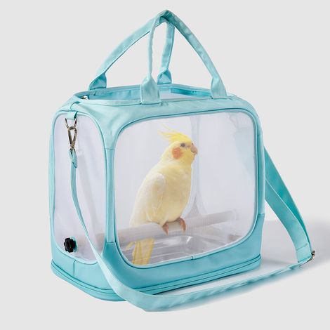 Borsa portatile per uccelli in tessuto Oxford, gabbia trasparente per animali, borsa pieghevole per uccelli da compagnia (verde) (1/5)