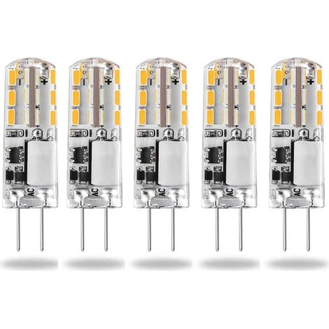 G4 LED Bulbs 12V AC/DC Warm White 3000K 120LM, 2W, 15-20W Halogen G4 Replacement Capsule Bi-Pin Type JC Energy Saving, Non-dimmable Light (5 pcs) (1/5)