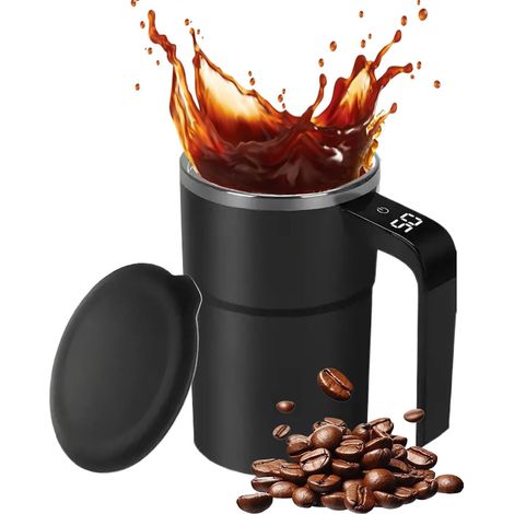 Mug À Café Auto-Mélangeant Affichage de Température Rechargeable Tasse à Mélanger Mélangeur à Boissons Pour Lait, Boissons Au Cacao, Thé, Et Chocolat Chaud (1/5)