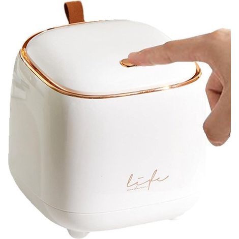 Poubelle de bureau - Poubelle de table - Mini-poubelle avec couvercle - Petite poubelle - Corbeille à papier - Organisateur de déchets compact - pour chambre, bureau et salon - 14,5 x 14,5 x 15 cm - b (1/5)