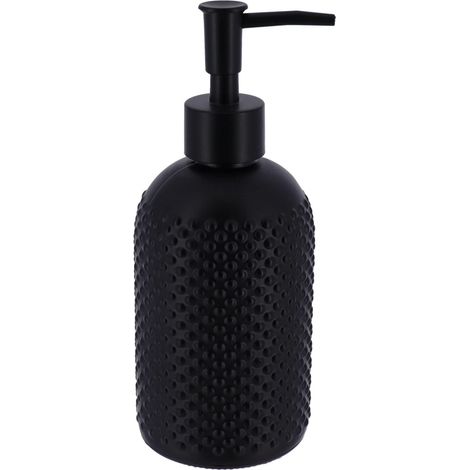 Distributeur a savon rond verre motifs points  410 ml - noir - Tendance (1/2)