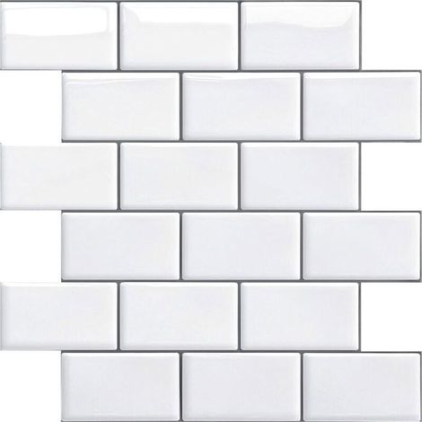 Crédence autocollante – Carreaux muraux 3D en PVC – 12 x 12 po – Imperméable et résistante à l'huile (1/4)