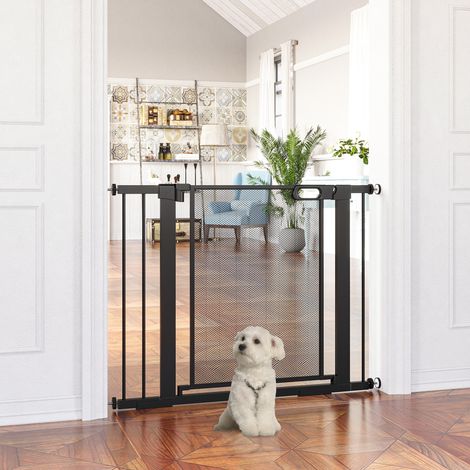Prota-porte pour chiens,75-103 cm,portail d’escalier,portail pour chien sans perçage,fermeture automatique,pour enfants,chats,acier,noir