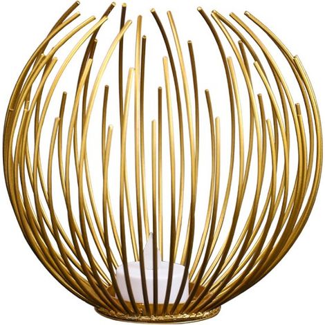 Chandelier en fer forgé - Chandelier - Chandelier décoratif en fer forgé en forme de colonne - 15,5 cm x 15,5 cm x 15 cm - Doré (1/5)