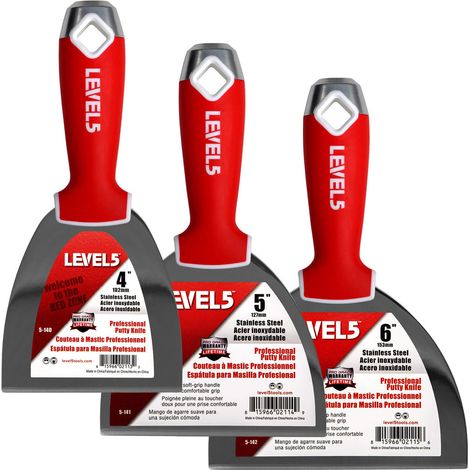 LEVEL5 Set 3xSpachtel Edelstahl Fugenmesser für Trockenbau 5-651 (1/5)
