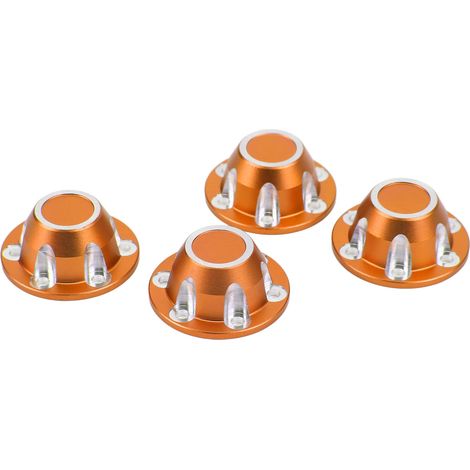 4 Radnaben-Staubschutzkappen aus Aluminiumlegierung für AXIAL 1/6 SCX6 JLU ferngesteuertes Auto, orange (1/5)