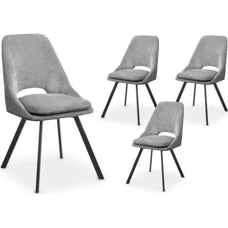 Lot de 4 chaises en velours texturé gris NARCISSE (1/5)