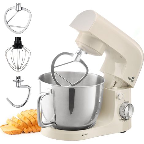 Robot Pâtissier 1500W – Robot Cuisine Multifonction 5L Bol Inox – 10 Vitesses + Pulse – Pétrin, Fouet, Batteur – Robot pour Gâteau, Pain – Couvercle Anti-Éclaboussures avec Séparateur d’Œuf (1/5)