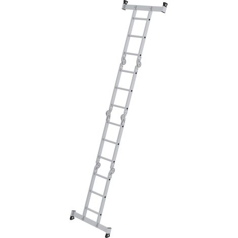 Günzburger Steigtechnik Echelle polyvalente 4nombre de barreaux avec traverse nivello et revêtement bois 4 x 3 barreaux - 031322 (1/5)