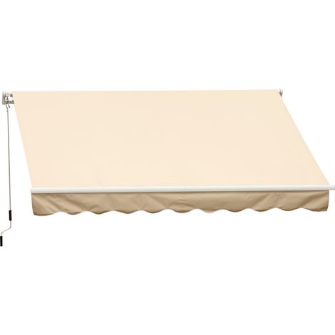 Outsunny – Store banne manuel rétractable 395x245 cm – Manivelle silencieuse – Protection anti-UV – Cadre aluminium robuste – Tissu polyester 280 g/m²