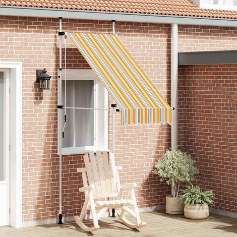 vidaXL Tenda da Sole Retrattile Manuale 100 cm a Strisce Blu e