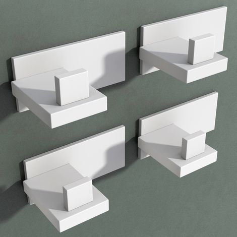Mai & Mai Kleiderhaken 4 Stück Wandgarderobe Wandhaken aus Edelstahl Garderobenleiste Garderobenhaken 8cm Matt weiß Stalo-06
