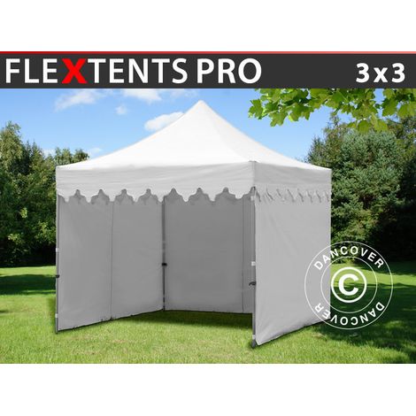 Pop up gazebo FleXtents PRO "Morocco" 3x3 m White, incl. 4 sidewalls