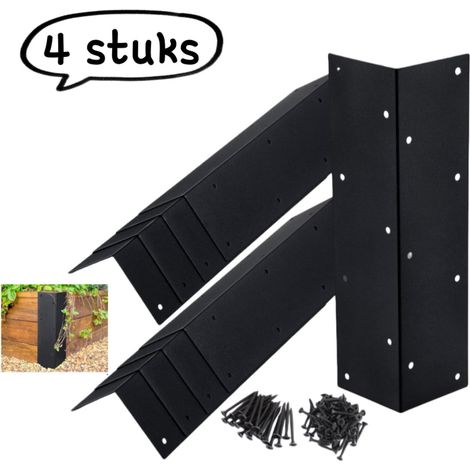 Lot de 4 boulons d'ancrage métalliques pour potagers surélevés - Convient aux potagers - 28 x 7,6 cm - Noir (1/5)