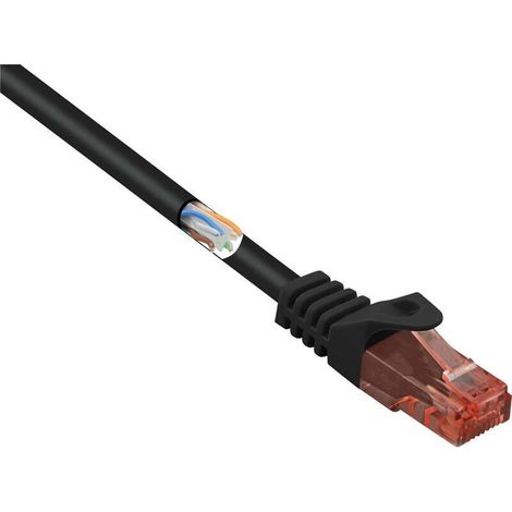 RF-5047422 RJ45 Câble réseau, câble patch CAT 6 U/UTP 1.00 m noir avec cliquet d'encastrement, sans halogène 1 pc(s) S524992 (1/4)