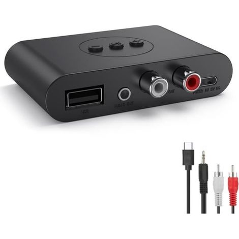 RéCepteur Audio Bluetooth 5.2 Clé USB NFC RCA 3,5 Mm AUX USB la Musique StéRéO Adaptateur Sans Fil avec Microphone (1/4)