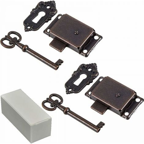 2 Pz Chiusura per Armadio Stile Antico, Serratura Decorativa per Mobili con Chiave, Quartetto Classico in Stile Antico, Serratura Decorativa per Mobili da Cucina, Cassetto (1/5)